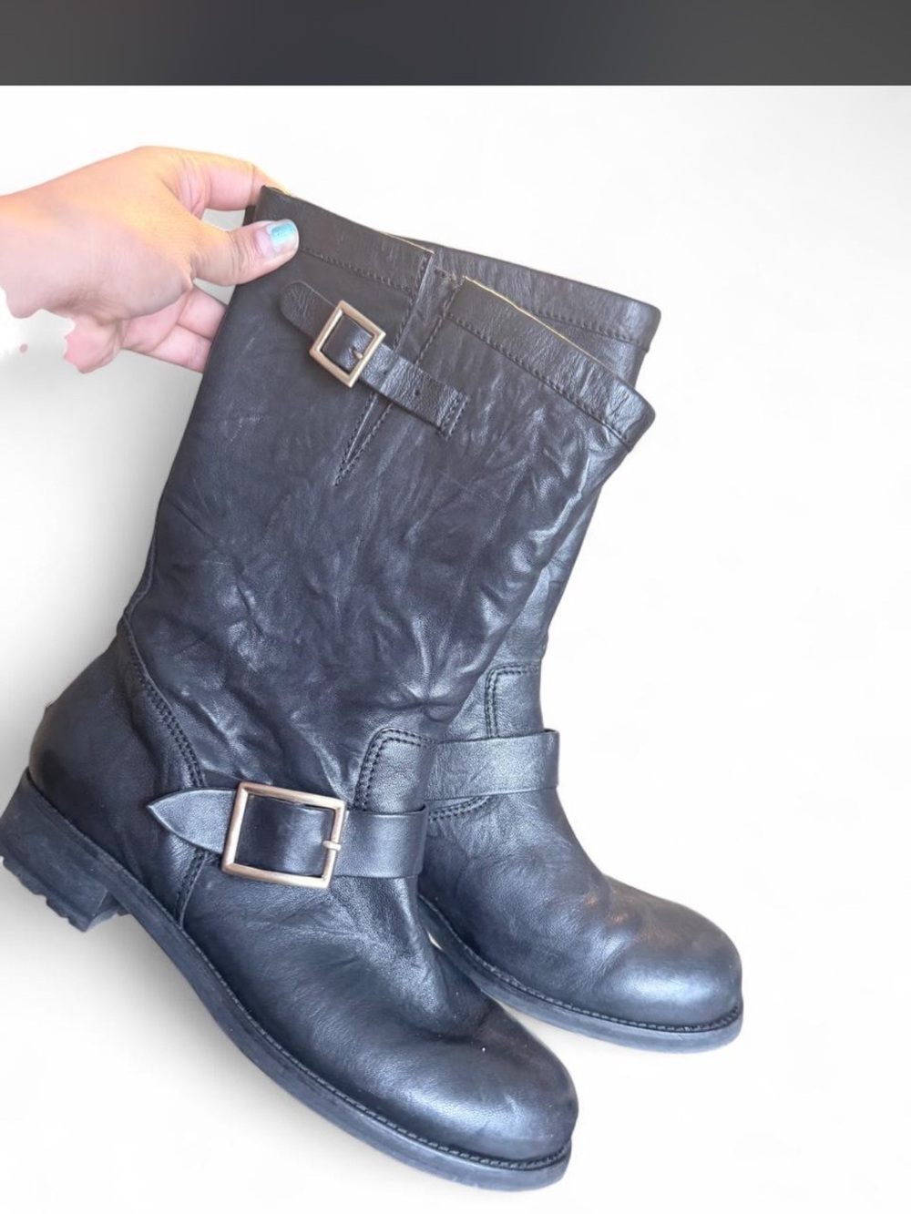 Jimmy choo leather biker boots